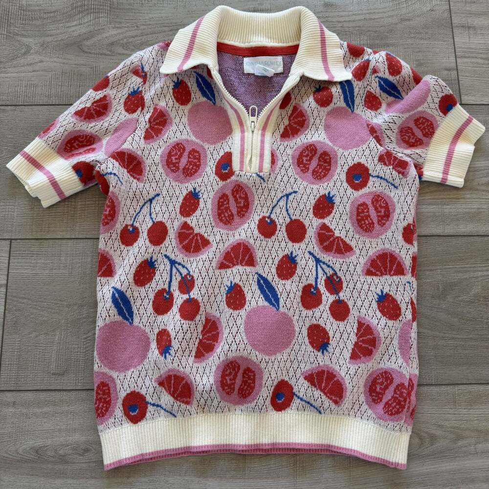 Cynthia Rowley Womens S Fruit Cherry Print Knit